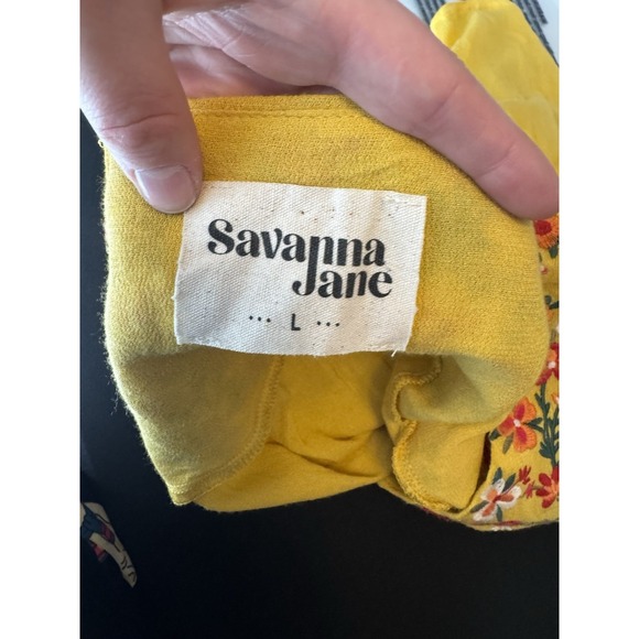 Savanna Jane Yellow Floral Embroidered Short Sleeve Blouse Boho Coquette spring - Picture 4 of 9